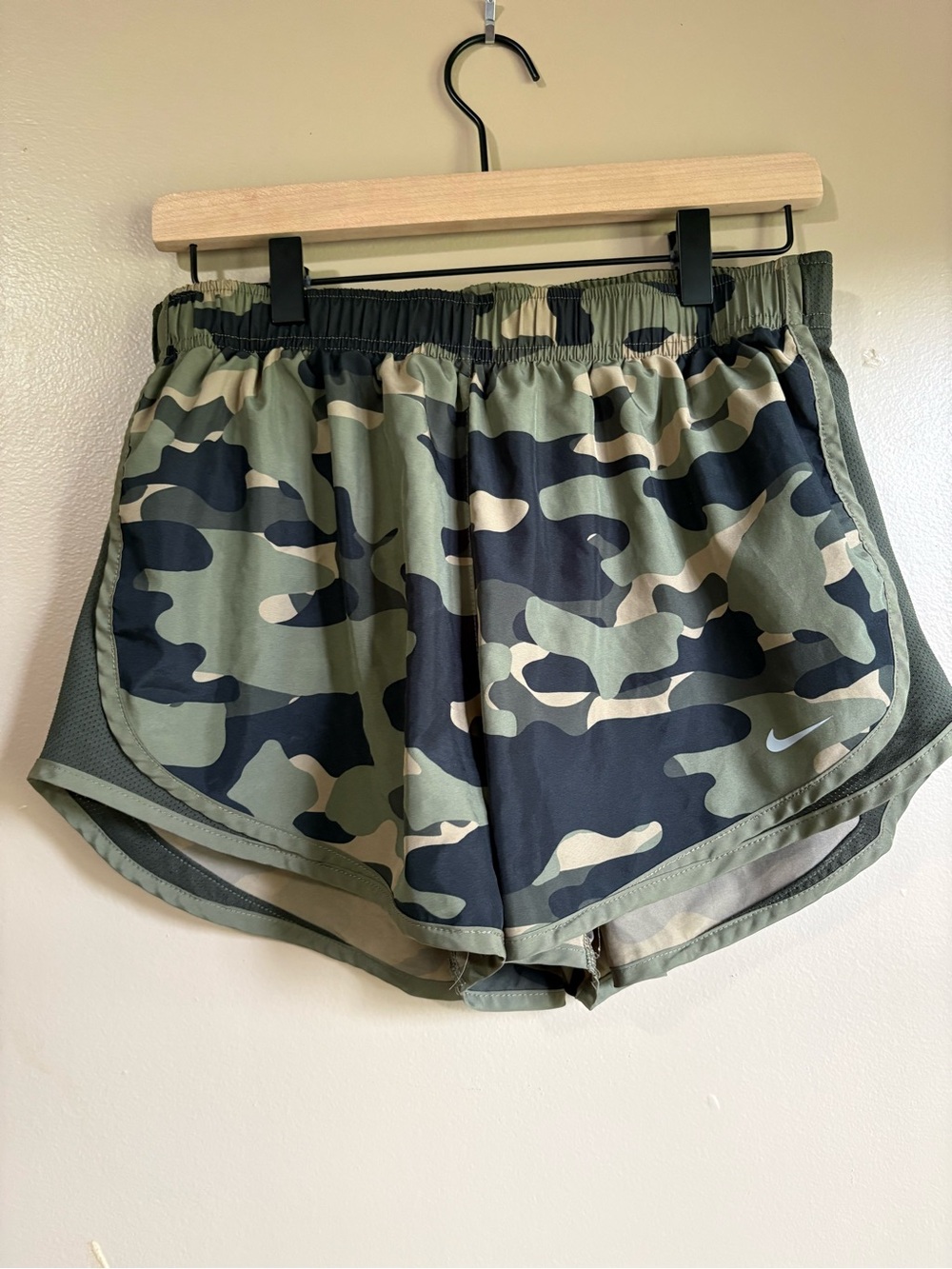Nike Women’s Camo Athletic Shorts in Olive and Black